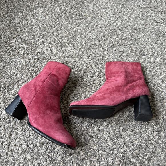 VTG Y2K Chadwick’s Boots Red Suede Leather Square Toe Block Heel Size 8 M Retro - Picture 2 of 11